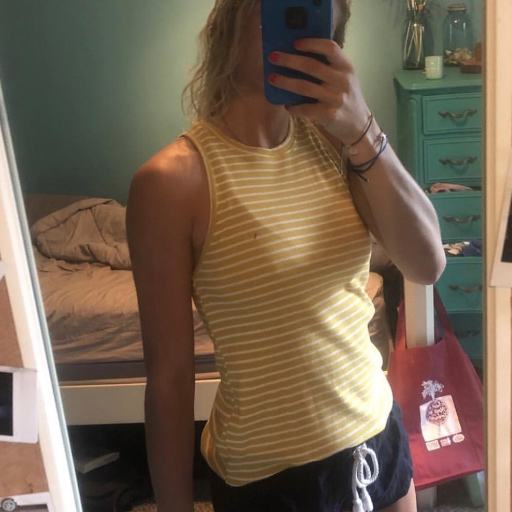 Mustard and white tank top